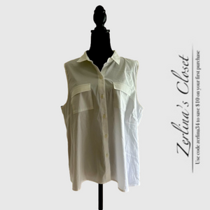 J. Jill White Stretch Sleeveless Blouse XL Petite